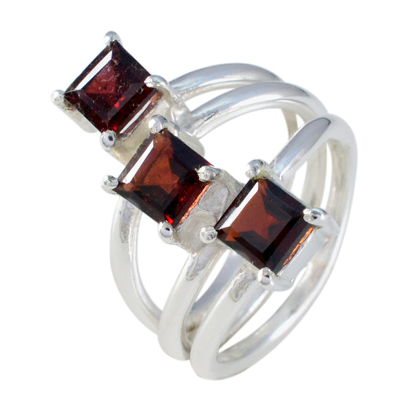Garnet Trilogy Indian 925 Silver Red Gemstones Eye catching Trendy Ring Jewellery