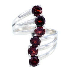 Garnet Hexa Egyptian 925 Sterling Silver Red Gemstones Eye catching Modern Ring Jewellery
