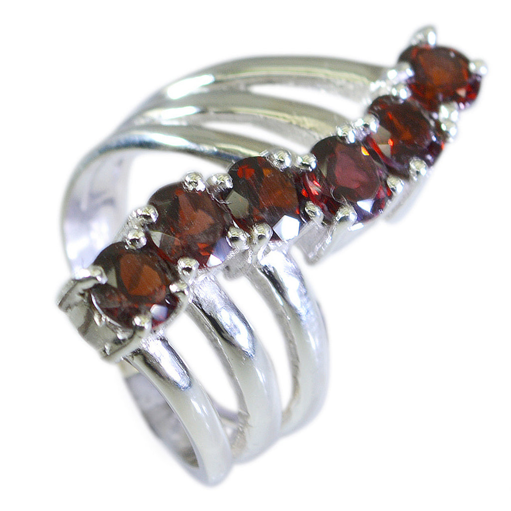 Garnet Hexa Egyptian 925 Sterling Silver Red Gemstones Eye catching Modern Ring Jewellery