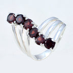 Garnet Hexa Egyptian 925 Sterling Silver Red Gemstones Eye catching Modern Ring Jewellery
