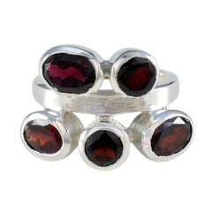 Garnet Penta African 92.5 Silver Red Gems Versatile Modern Ring Jewelry