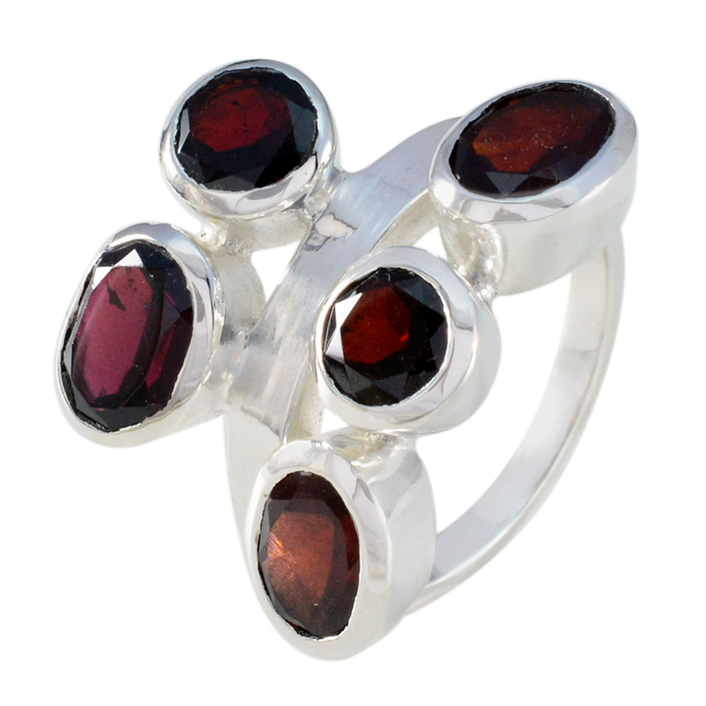 Garnet Penta African 92.5 Silver Red Gems Versatile Modern Ring Jewelry