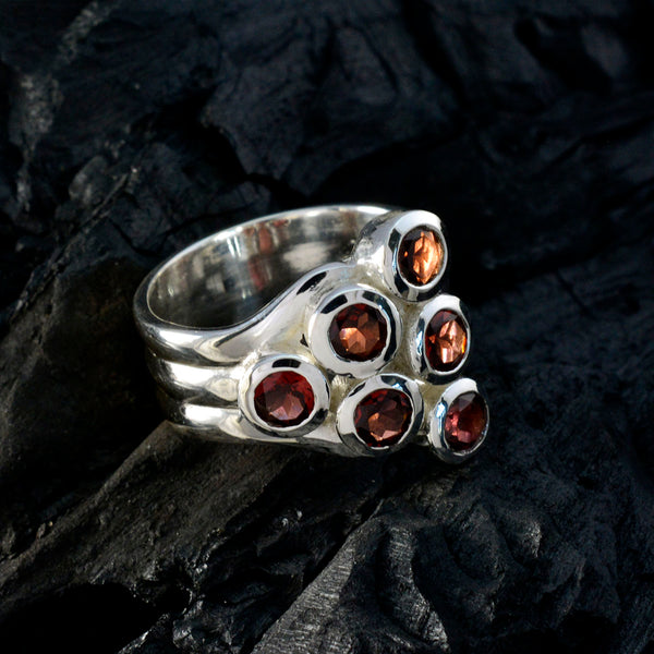 Garnet Hexa Italian 925 Sterling Silver Red Gemstone Statement Traditional Ring Jewellery