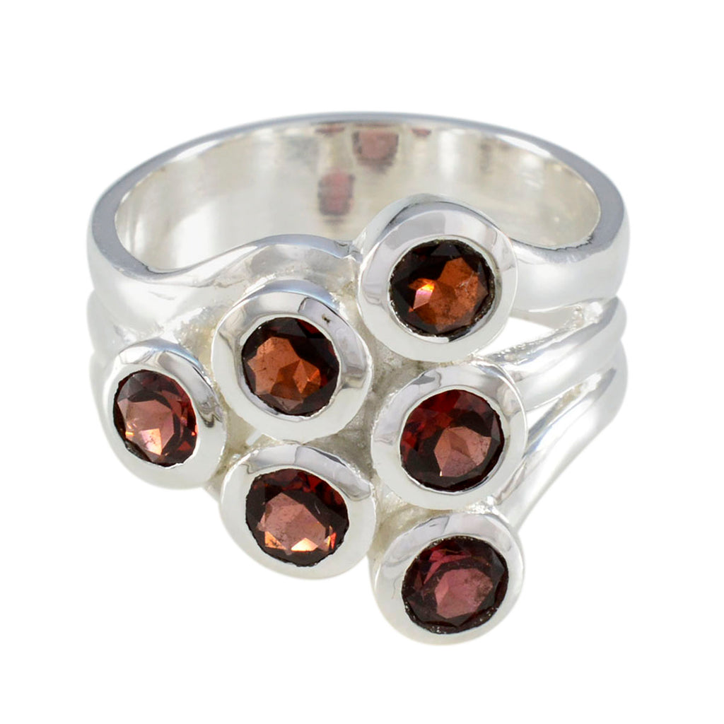 Garnet Hexa Italian 925 Sterling Silver Red Gemstone Statement Traditional Ring Jewellery