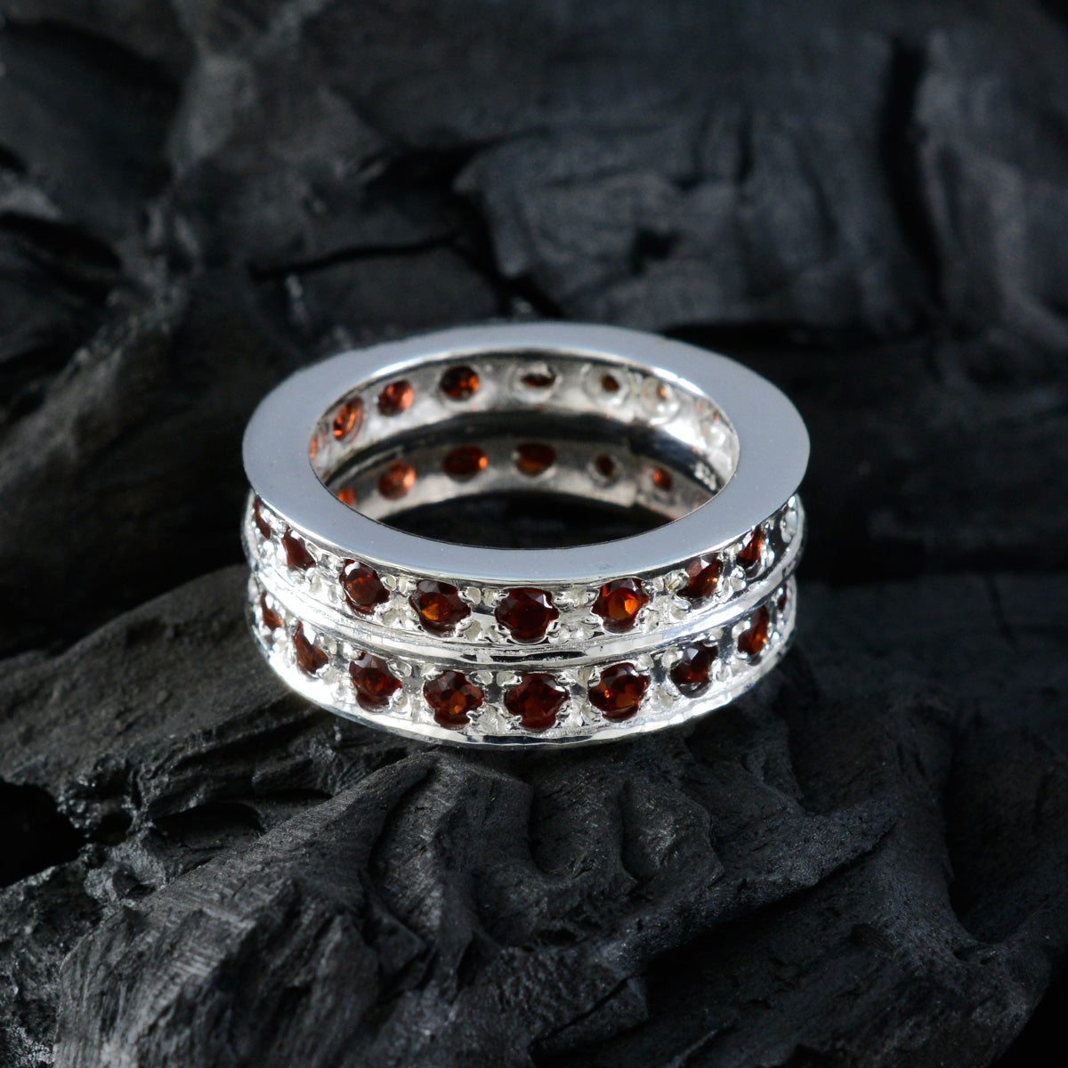 Garnet multiple Spanish Silver Red Gemstones Statement Eternity Band Jewelry