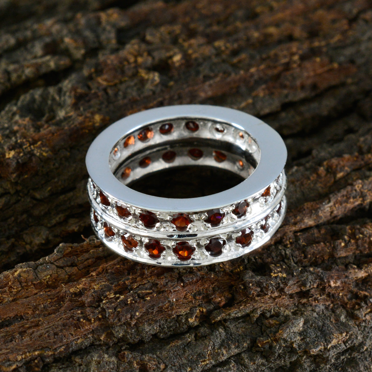 Garnet multiple Spanish Silver Red Gemstones Statement Eternity Band Jewelry