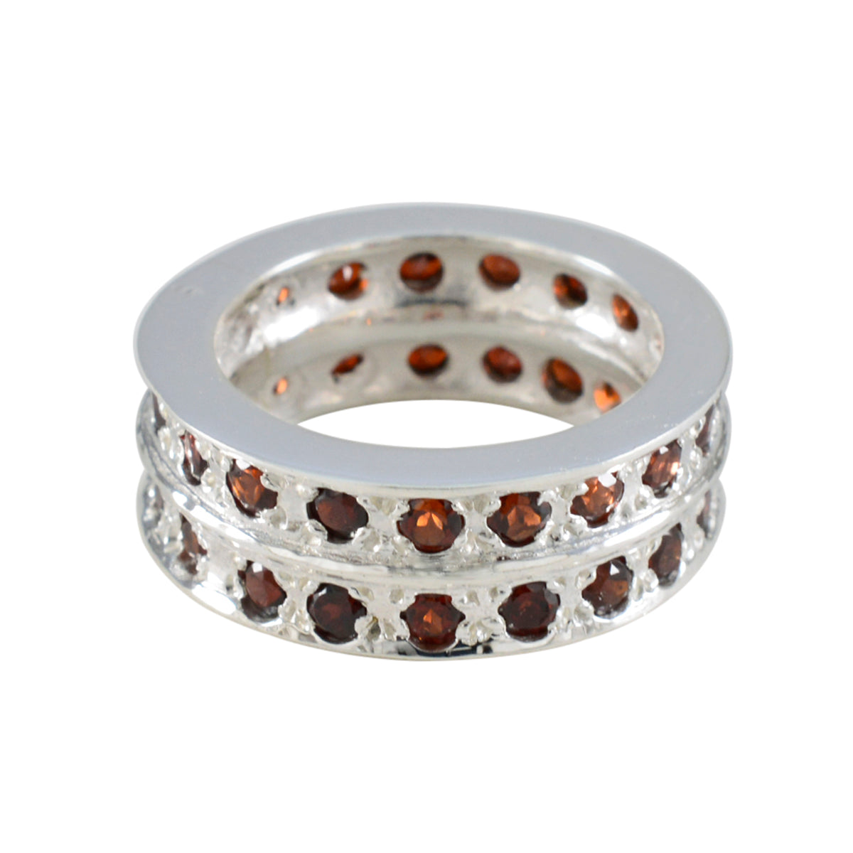 Garnet multiple Spanish Silver Red Gemstones Statement Eternity Band Jewelry Hoofdafbeelding