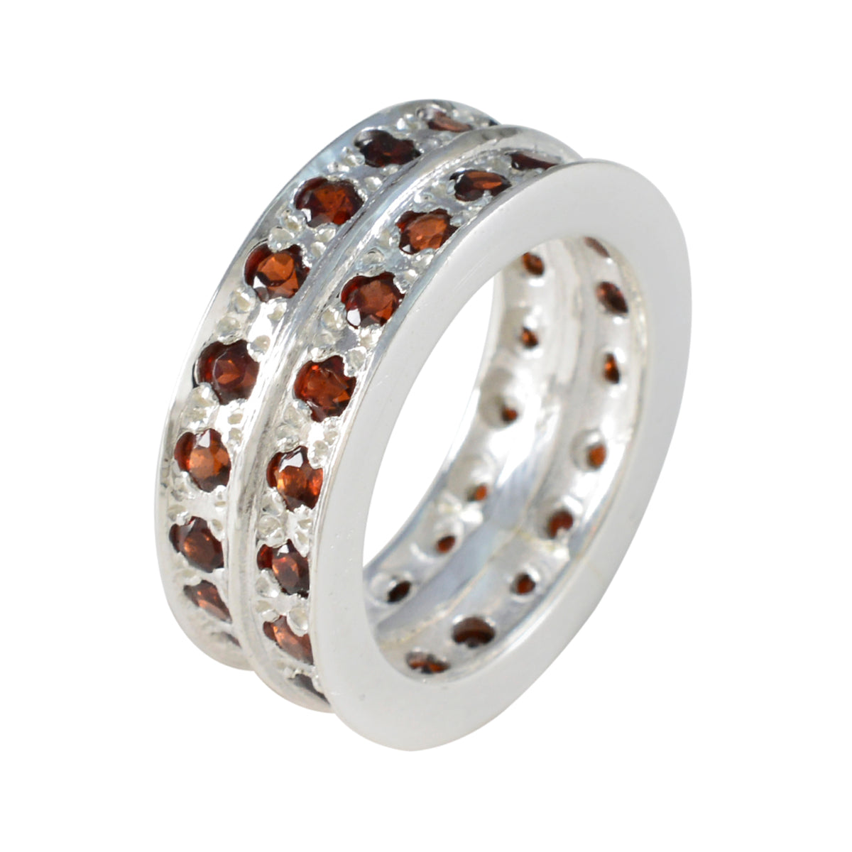 Garnet multiple Spanish Silver Red Gemstones Statement Eternity Band Jewelry