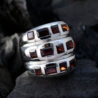 Garnet multiple Italian Silver Red Gemstones Chunky Cocktail Ring Jewellery