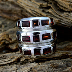 Garnet multiple Italian Silver Red Gemstones Chunky Cocktail Ring Jewellery
