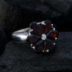Garnet Hexa French Silver Red Gemstone Minimal Sophisticated Ring Jewelry
