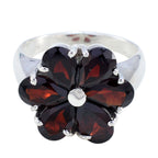 Garnet Hexa French Silver Red Gemstone Minimal Sophisticated Ring Jewelry