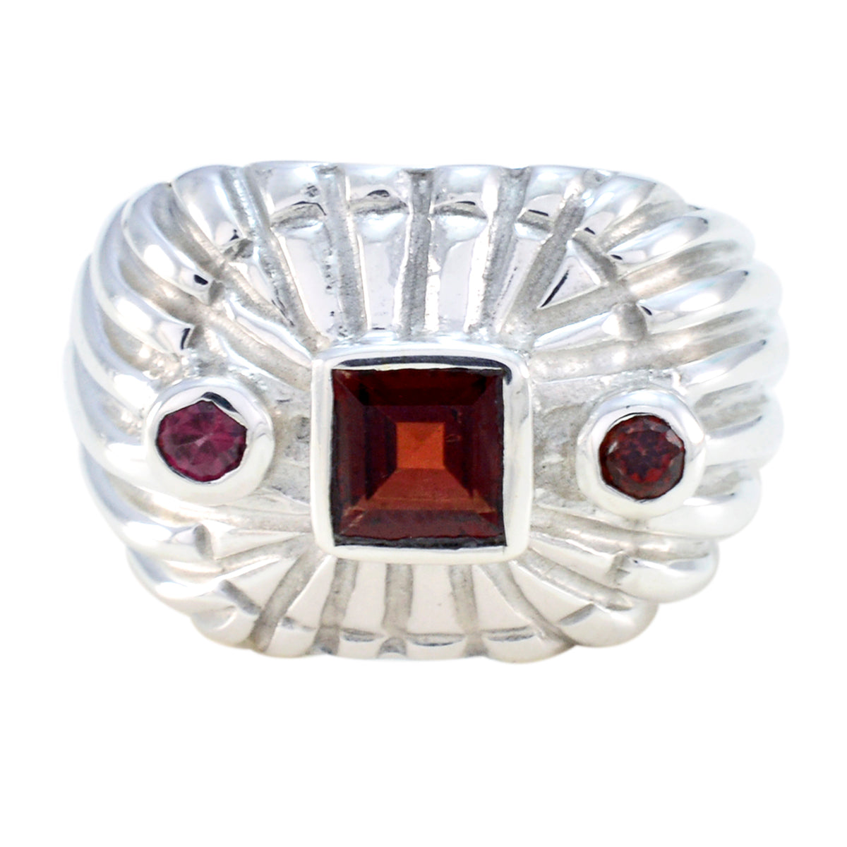 Garnet Trilogy German Sterling Silver Red Gemstones Essential  Contemporary Ring Jewellery