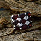 Garnet Navratna German 925 Sterling Silver Red Gemstones Statement Heritage Ring Jewelry