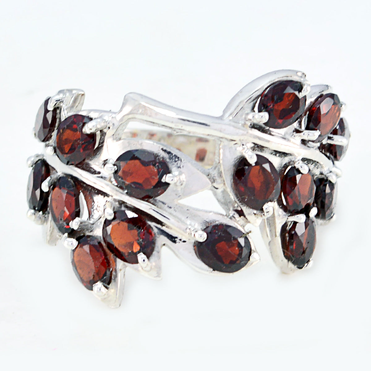 Garnet multiple Moroccan 92.5 Silver Red Gems Eye catching Modern Ring Jewelry