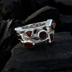 Garnet Trilogy Indian 925 Silver Red Gemstones Versatile Abstract Ring Jewelry