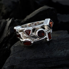 Garnet Trilogy Indian 925 Silver Red Gemstones Versatile Abstract Ring Jewelry