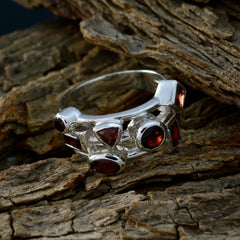Garnet Trilogy Indian 925 Silver Red Gemstones Versatile Abstract Ring Jewelry