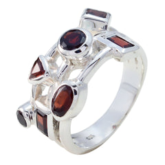 Garnet Trilogy Indian 925 Silver Red Gemstones Versatile Abstract Ring Jewelry