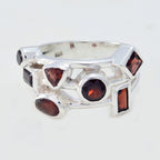 Garnet Trilogy Indian 925 Silver Red Gemstones Versatile Abstract Ring Jewelry