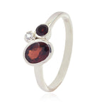 Garnet Trilogy Japanese 925 Sterling Silver Red Gems Whisper thin Trendy Ring Jewelry