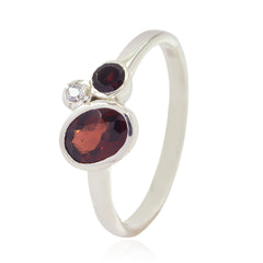 Garnet Trilogy Japanese 925 Sterling Silver Red Gems Whisper thin Trendy Ring Jewelry