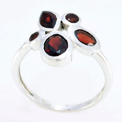 Garnet Penta African 92.5 Silver Red Gemstone Minimal Cultural Ring Jewelry