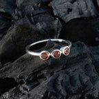 Garnet Trilogy Turkish 92.5 Silver Red Gemstones Minimalist Sophisticated Ring Jewelry