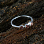 Garnet Trilogy Turkish 92.5 Silver Red Gemstones Minimalist Sophisticated Ring Jewelry