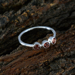 Garnet Trilogy Turkish 92.5 Silver Red Gemstones Minimalist Sophisticated Ring Jewelry