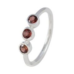 Garnet Trilogy Turkish 92.5 Silver Red Gemstones Minimalist Sophisticated Ring Jewelry