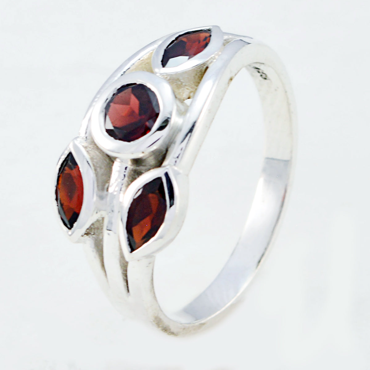 Granat Viertel Marokkanischer 925 Silber Rote Edelsteine Schlanker Glamouröser Ring Schmuck