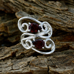 Garnet Toi et Moi Egyptian 925 Sterling Silver Red Gemstone Featherlight Sophisticated Ring Jewellery