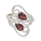 Garnet Toi et Moi Egyptian 925 Sterling Silver Red Gemstone Featherlight Sophisticated Ring Jewellery