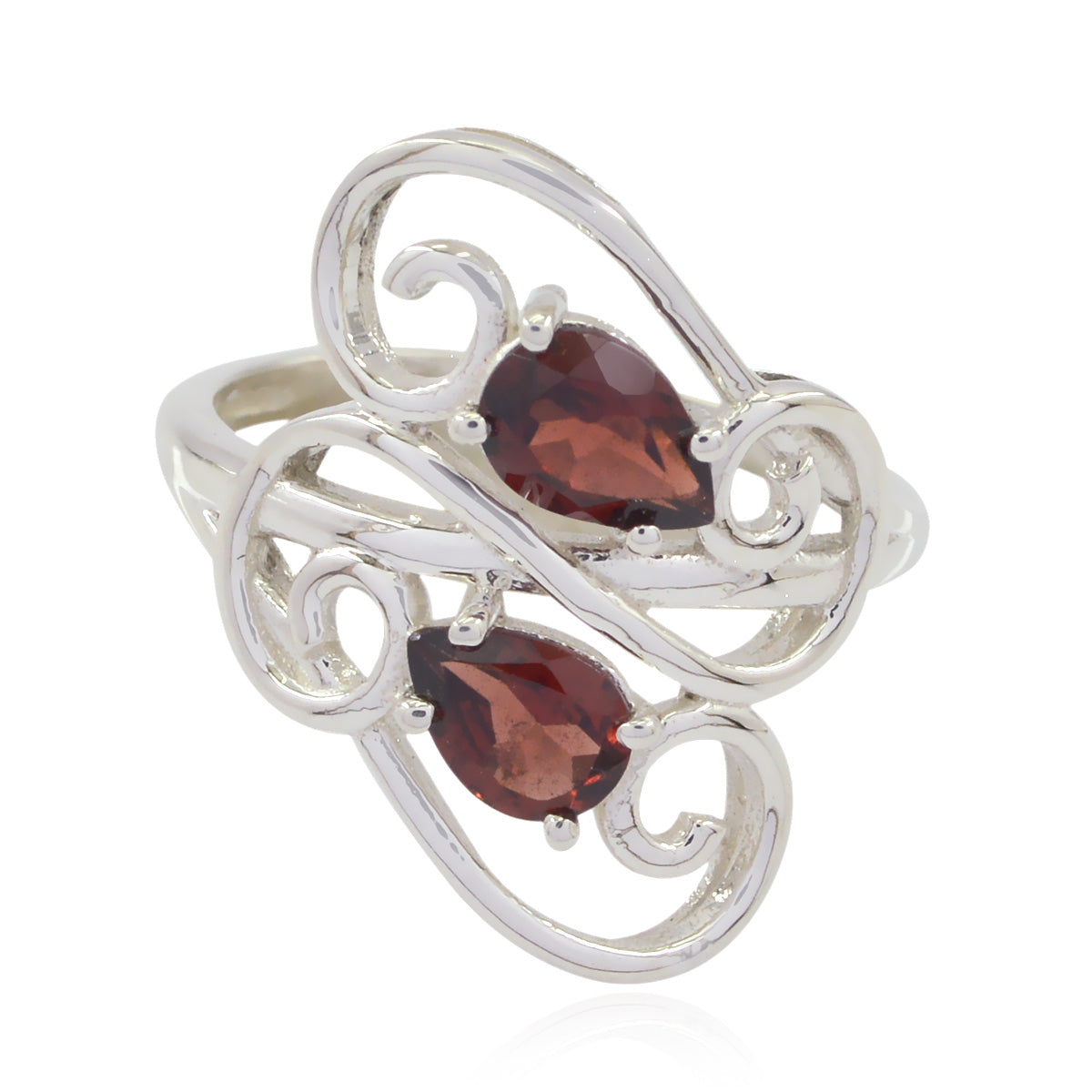 Garnet Toi et Moi Egyptian 925 Sterling Silver Red Gemstone Featherlight Sophisticated Ring Jewellery