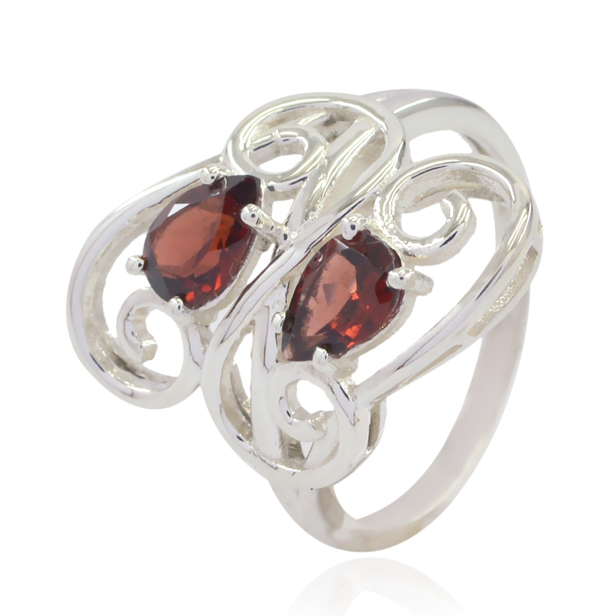 Garnet Toi et Moi Egyptian 925 Sterling Silver Red Gemstone Featherlight Sophisticated Ring Jewellery