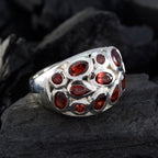 Garnet multiple African 925 Silver Red Gemstones Eye catching Contemporary Ring Jewelry