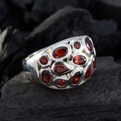 Garnet multiple African 925 Silver Red Gemstones Eye catching Contemporary Ring Jewelry