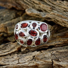 Garnet multiple African 925 Silver Red Gemstones Eye catching Contemporary Ring Jewelry