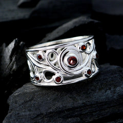 Garnet multiple Moroccan Silver Red Gemstones Classic Bubble Ring Jewellery