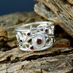 Garnet multiple Moroccan Silver Red Gemstones Classic Bubble Ring Jewellery