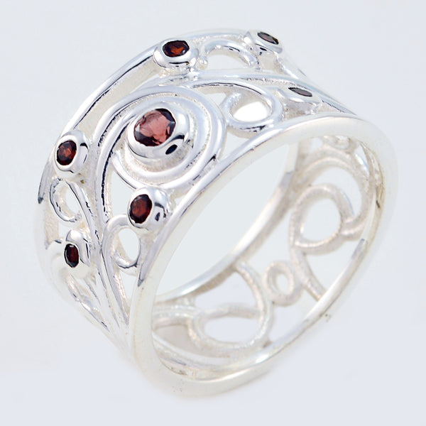 Garnet multiple Moroccan Silver Red Gemstones Classic Bubble Ring Jewellery