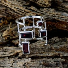 Garnet quarter African Silver Red Gemstone Mid weight Signet Ring Jewelry