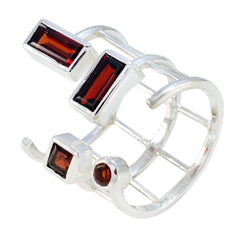Garnet quarter African Silver Red Gemstone Mid weight Signet Ring Jewelry
