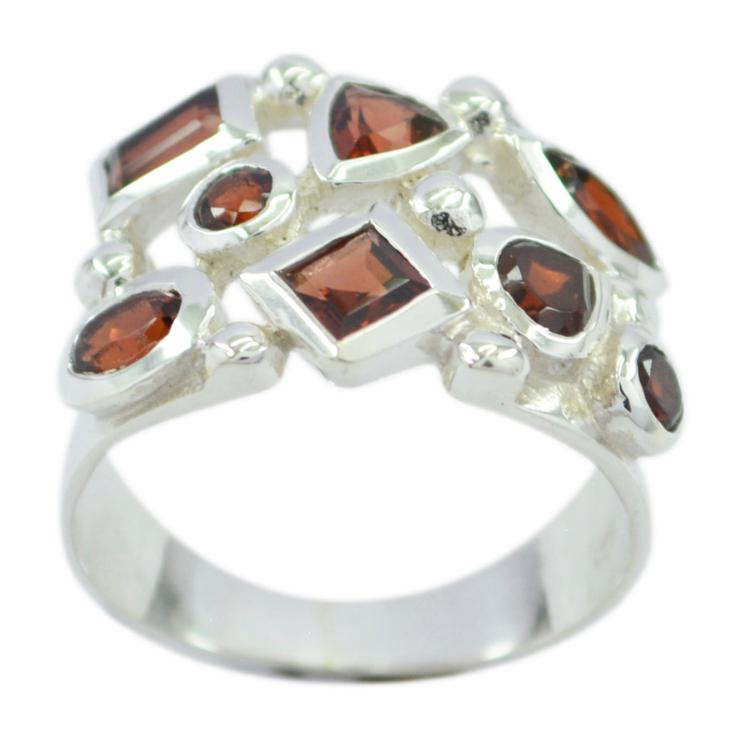 Garnet multiple French Sterling Silver Red Gems Eye catching Contemporary Ring Jewellery