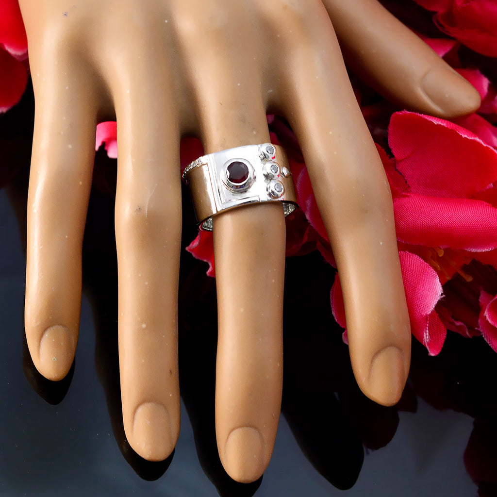 Garnet quarter Indian 92.5 Silver Red Gemstones Versatile Abstract Band Jewellery