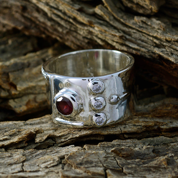 Garnet quarter Indian 92.5 Silver Red Gemstones Versatile Abstract Band Jewellery