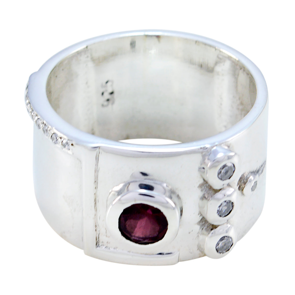 Garnet quarter Indian 92.5 Silver Red Gemstones Versatile Abstract Band Jewellery