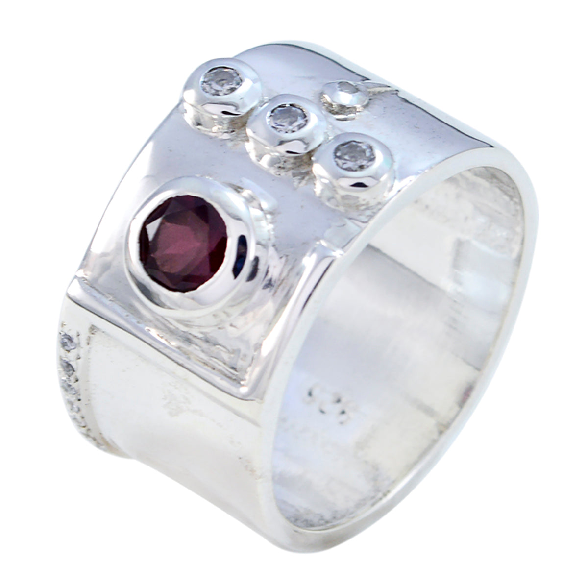 Garnet quarter Indian 92.5 Silver Red Gemstones Versatile Abstract Band Jewellery