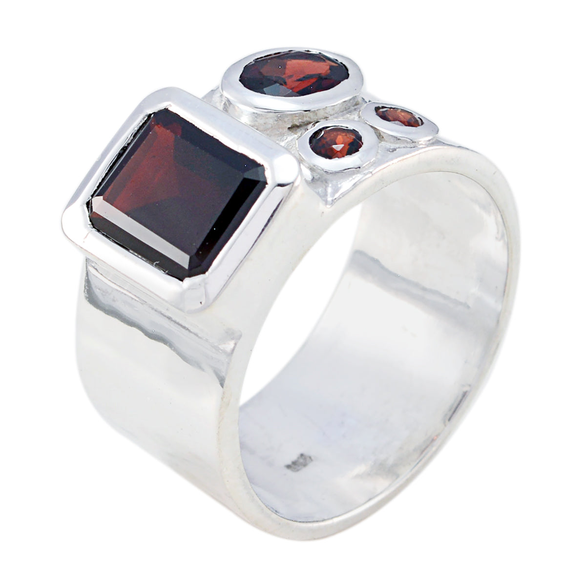 Garnet quarter Russian 925 Silver Red Gems Versatile Abstract Band Jewelry